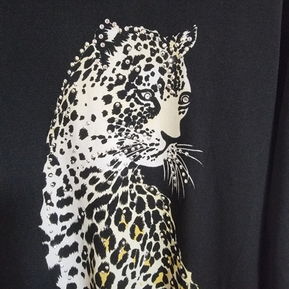 Valentina Black Leopard Print Embellished Leopard Top - Picture 2 of 4